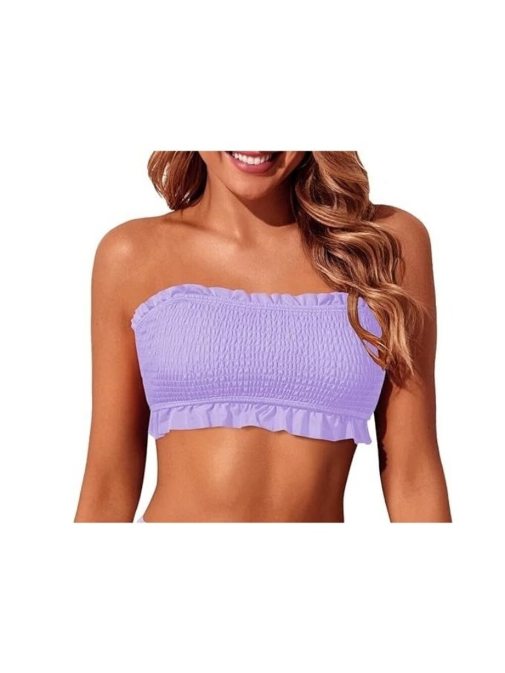 Decree Purple Smoked Bandeau Swim Top size Large NEW